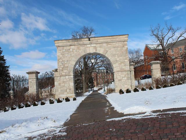 The Arch in the winter snow.