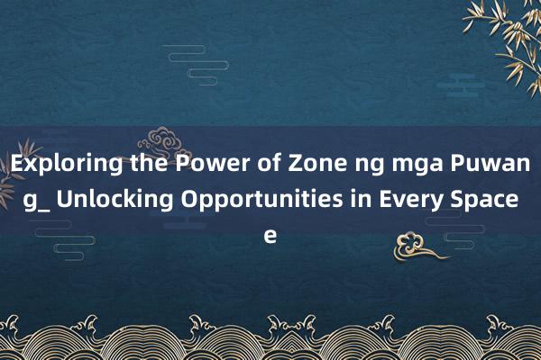 Exploring the Power of Zone ng mga Puwang_ Unlocking Opportunities in Every Space